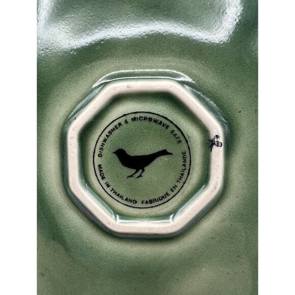 Anthropologie Celadon Drip Glaze Lidded Octagon Shaped Sugar Bowl Jar w Handles - Picture 6 of 9